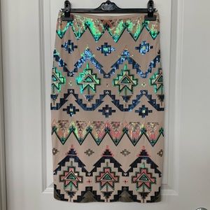 Sequin Aztec Pencil Skirt